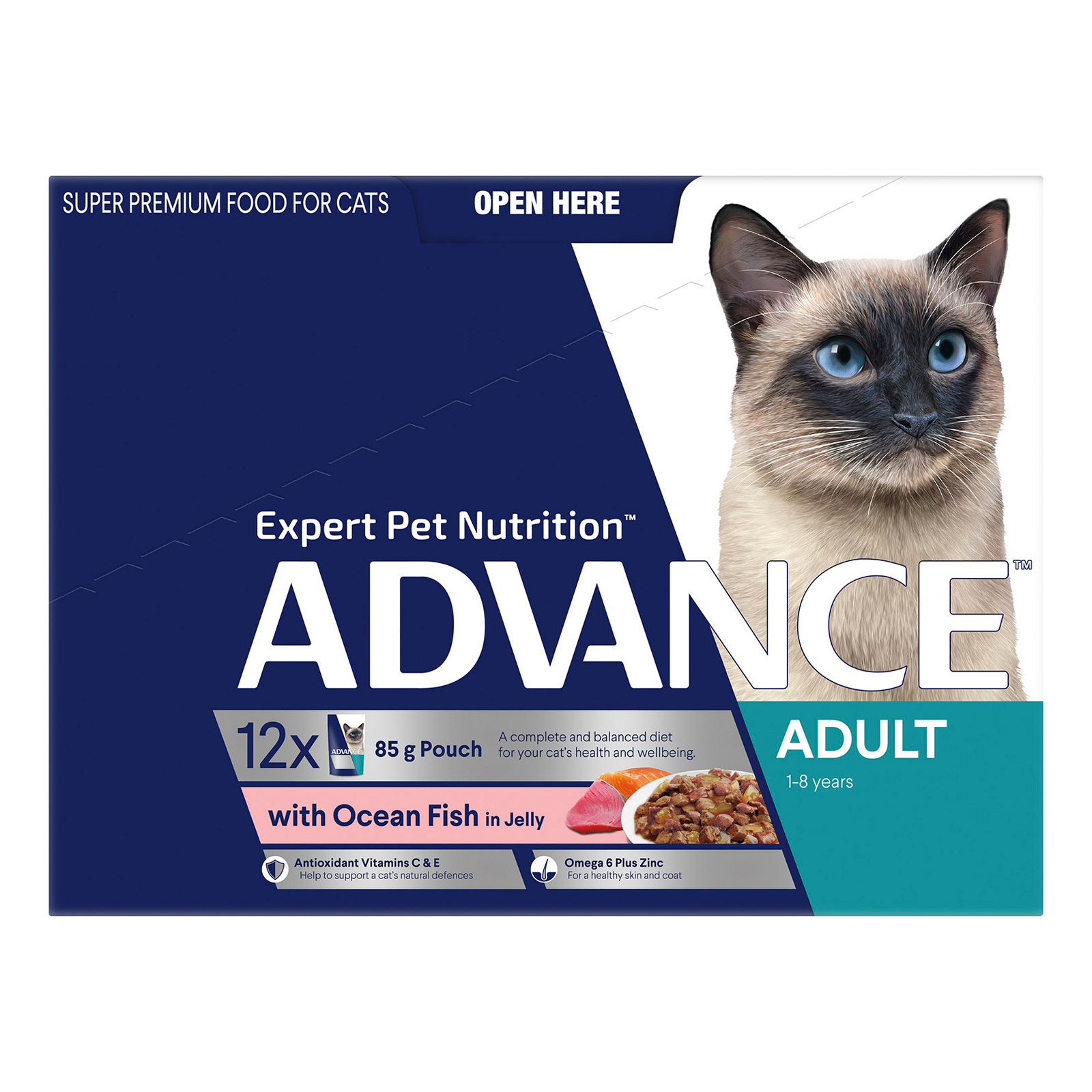 Advance Ocean Fish in Jelly Adult Cat Wet Food Pouch 85gmX12