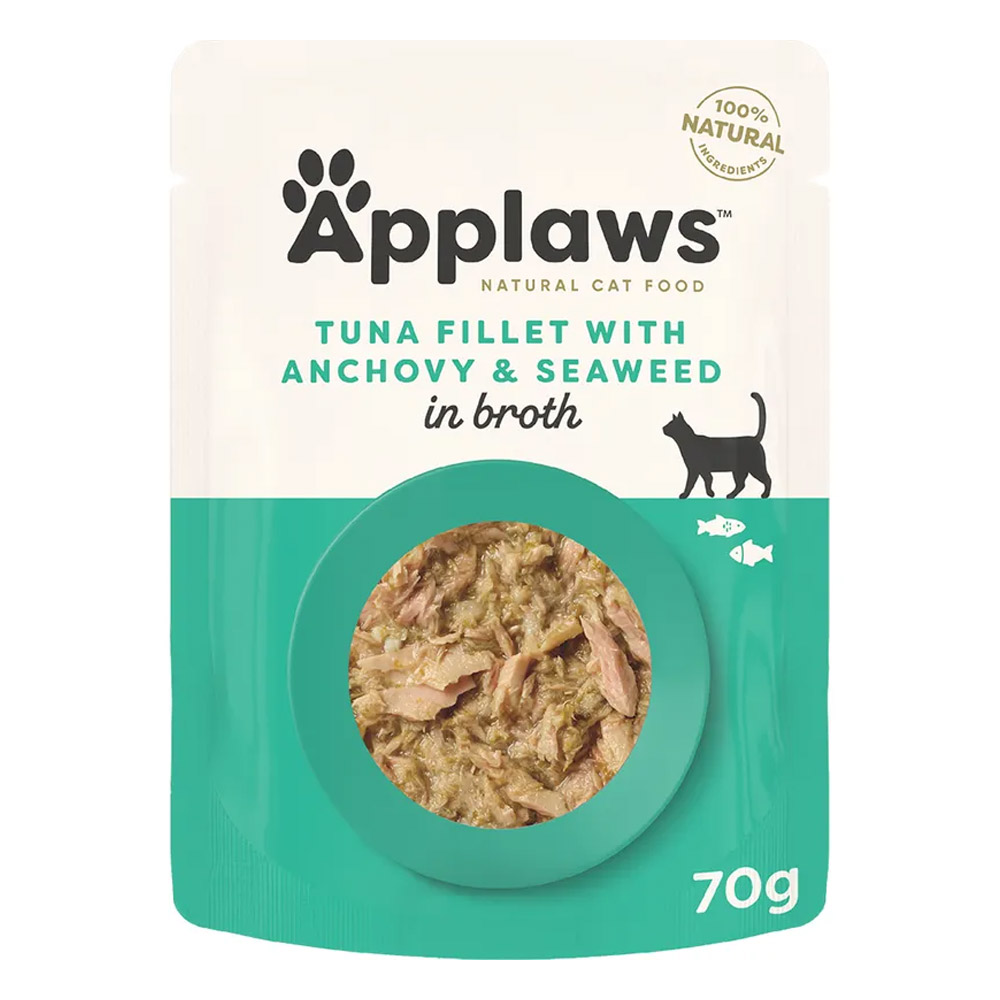 Applaws Natural Tuna Fillet with Anchovy & Seaweed in Broth Wet Cat Food 70gm