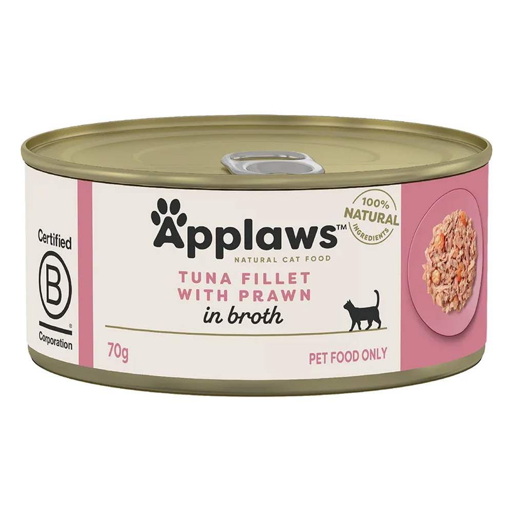 Applaws Natural Tuna Fillet with Prawn in Broth Wet Cat Food 70gm