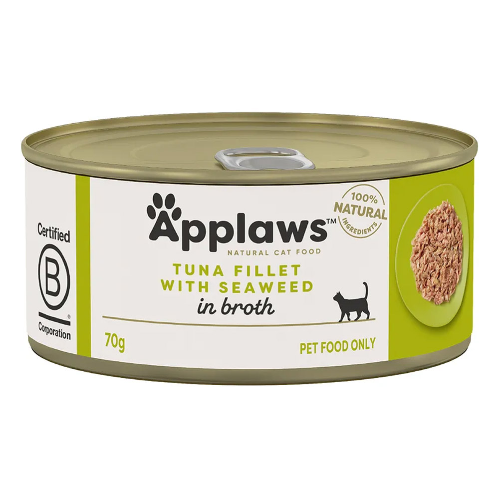 Applaws Natural Tuna Fillet with Seaweed in Broth Wet Cat Food 70gm