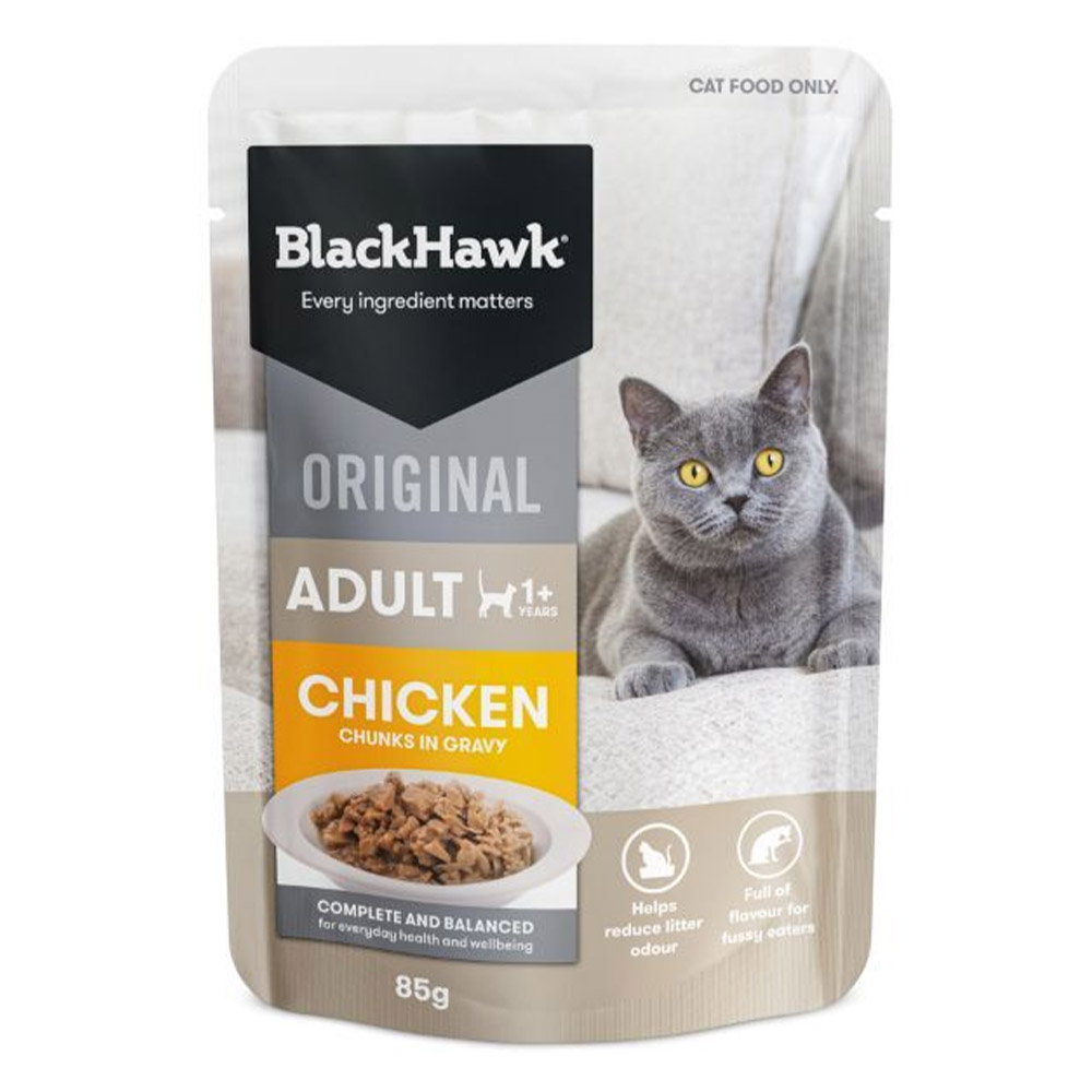 Black Hawk Original Adult 1+ Chicken Chunks in Gravy Wet Cat Food 85 Gms