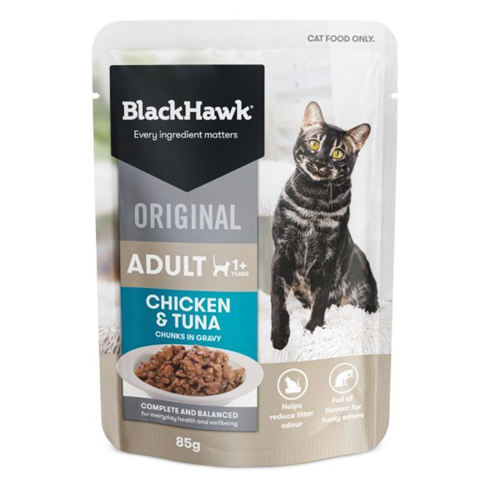 Black Hawk Original Adult 1+ Chicken & Tuna Chunks in Gravy Wet Cat Food 85 Gms