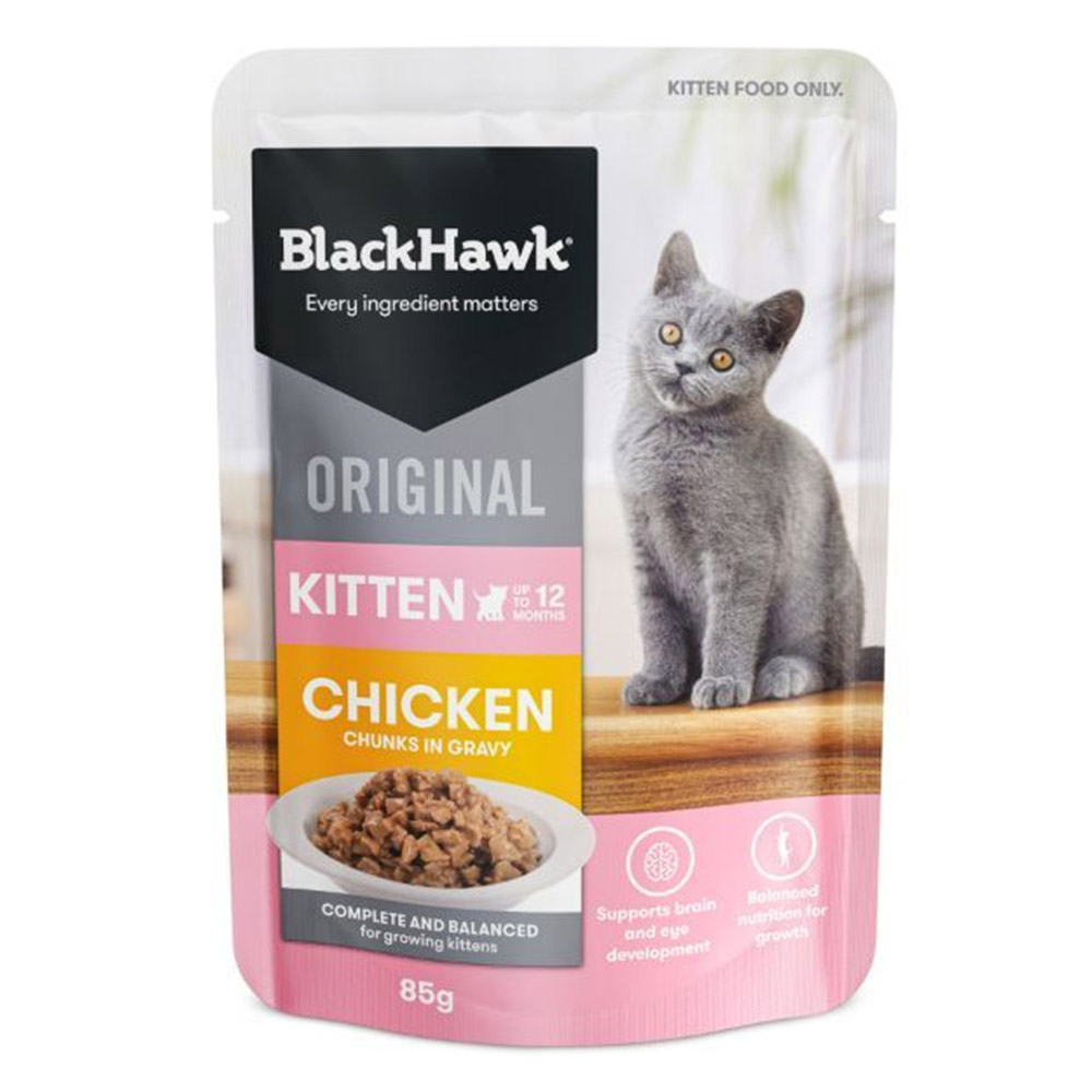 Black Hawk Original Kitten Chicken Chunks in Gravy Dry Cat Food 85 Gms