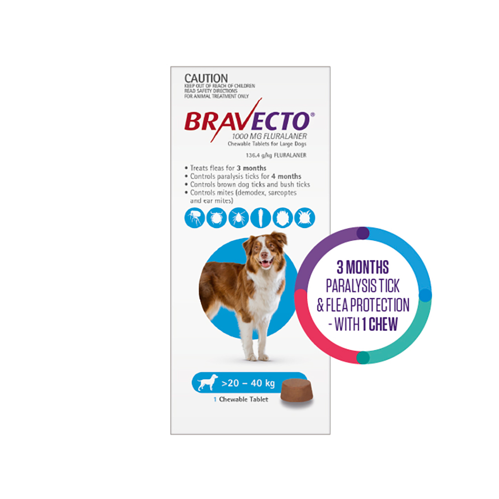 Bravecto For Large Dogs 20-40kg (Blue)