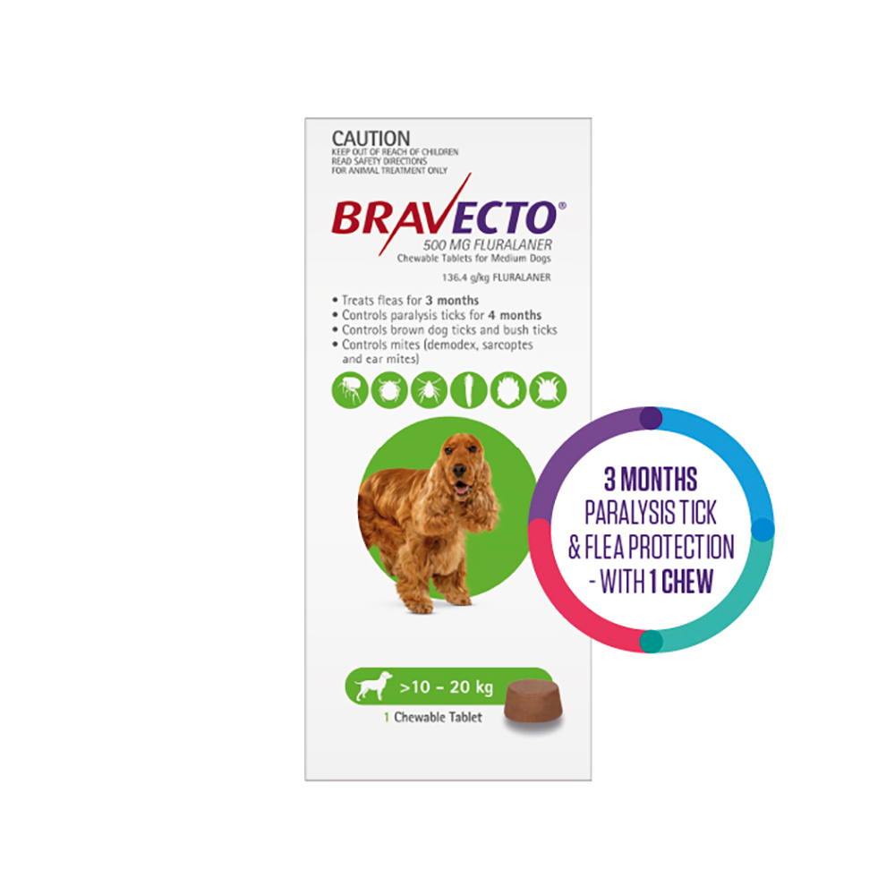 Bravecto For Medium Dogs 10-20Kg (Green)