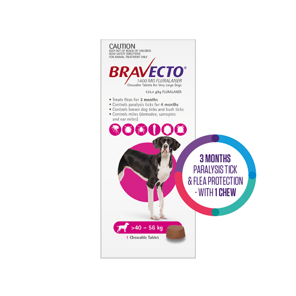 Bravecto For Extra Large Dogs 40-56Kg (Pink)