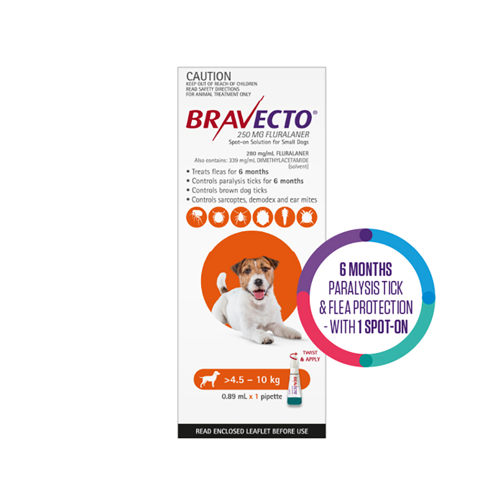 Bravecto Spot On for Small Dogs (4.5-10 Kg) Orange