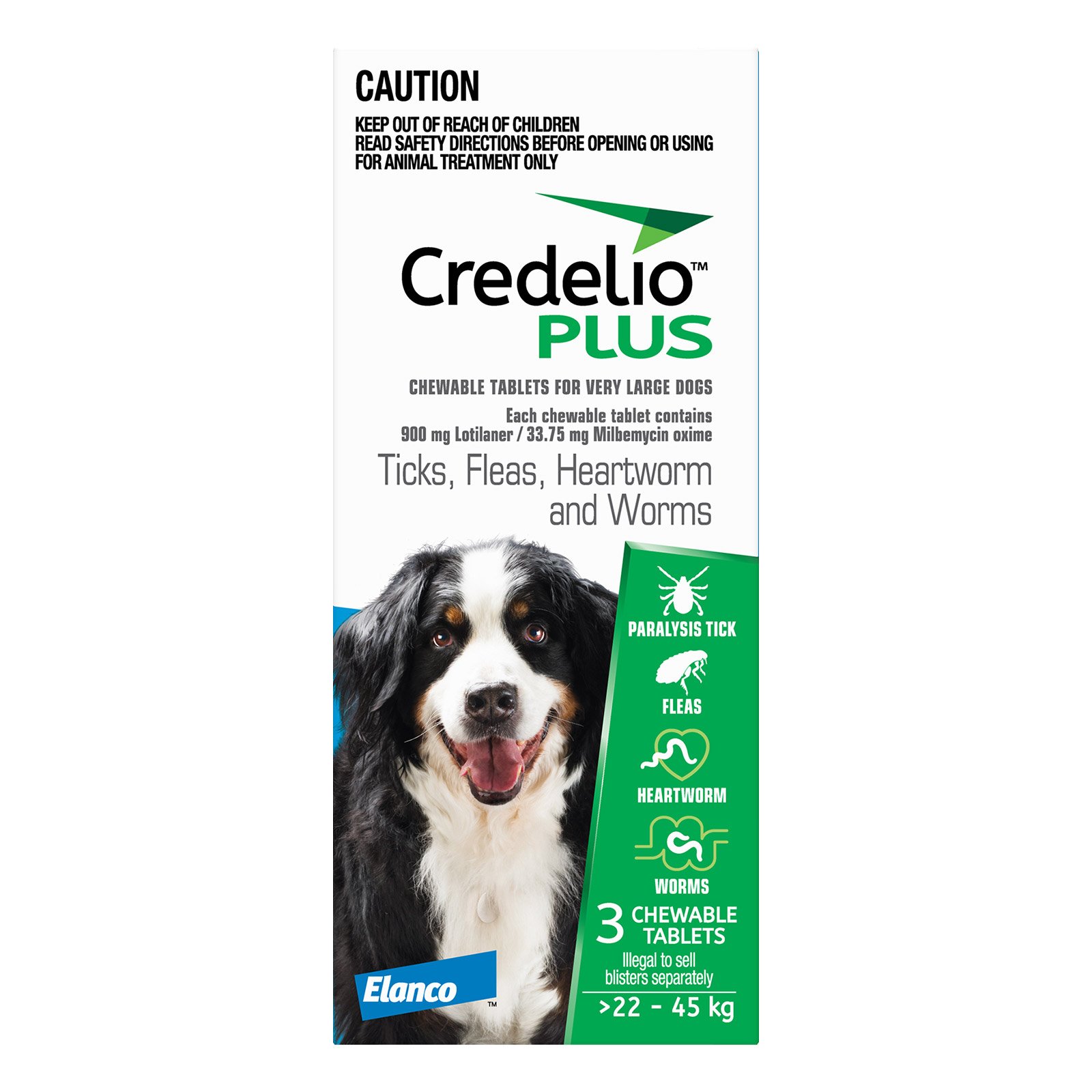 Credelio Plus For Extra Large Dogs 22 - 45 Kg Blue