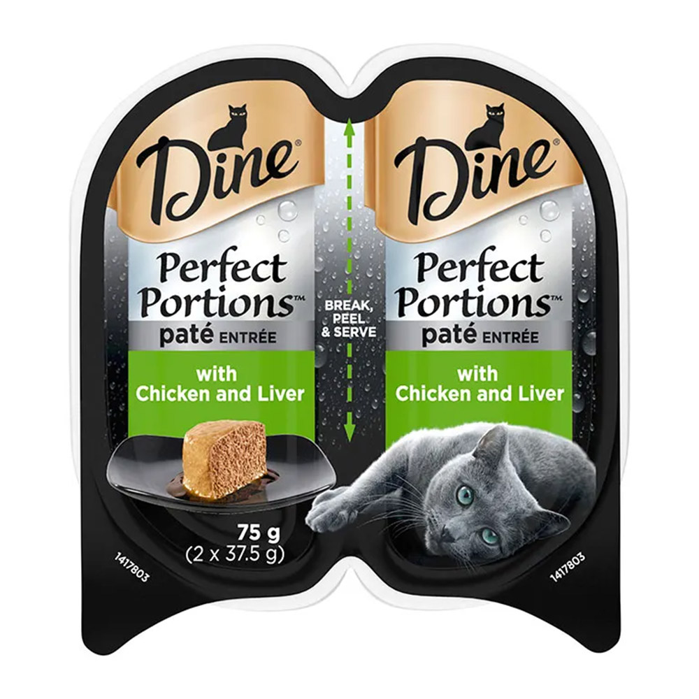 Dine Perfect Portions Pate Entree Adult Cat Wet Food (Chicken and Liver) 75g x 24