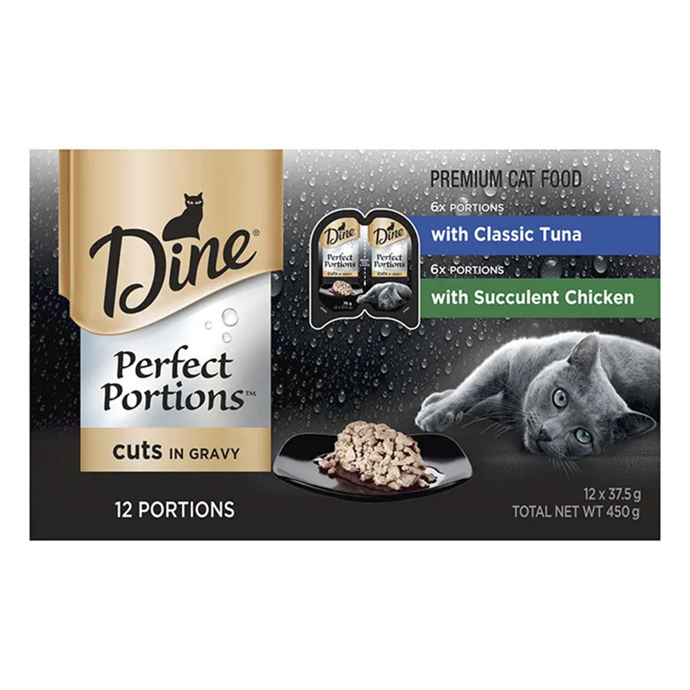 Dine Perfect Portions Cuts in Gravy Adult Cat Wet Food (Chicken and Tuna) 75g x 6