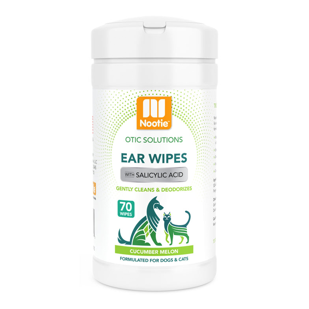 Nootie Otic Solutions Ear Wipes with Salicylic Acid for Dogs & Cats Cucumber Melon