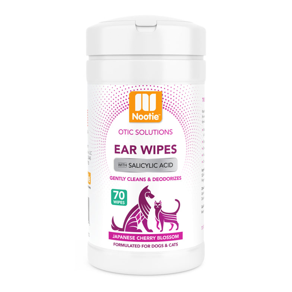 Nootie Otic Solutions Ear Wipes with Salicylic Acid for Dogs & Cats Japanese Cherry Blossom