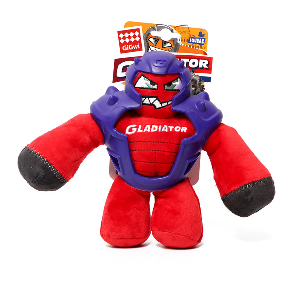 GiGwi Plush Squeaker Gladiator Toy for Dogs Red
