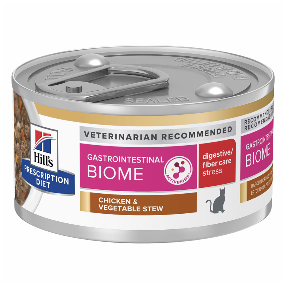 Hill's Prescription Diet Gastrointestinal Biome Digestive/Fiber Care Stress Chicken & Vegetable Stew Wet Cat Food 82gm