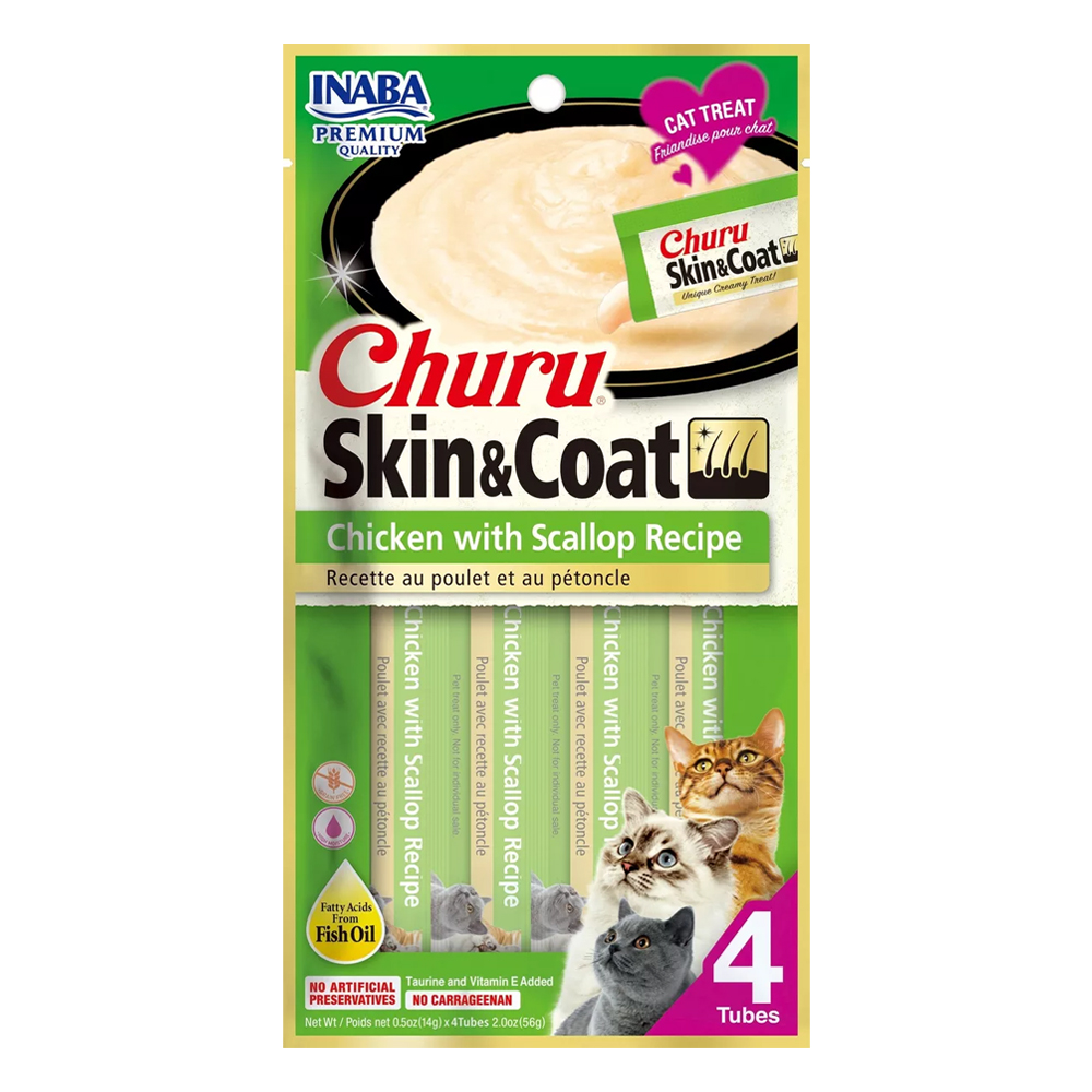 Inaba Churu Skin & Coat Chicken with Scallop Recipe Cat Treat