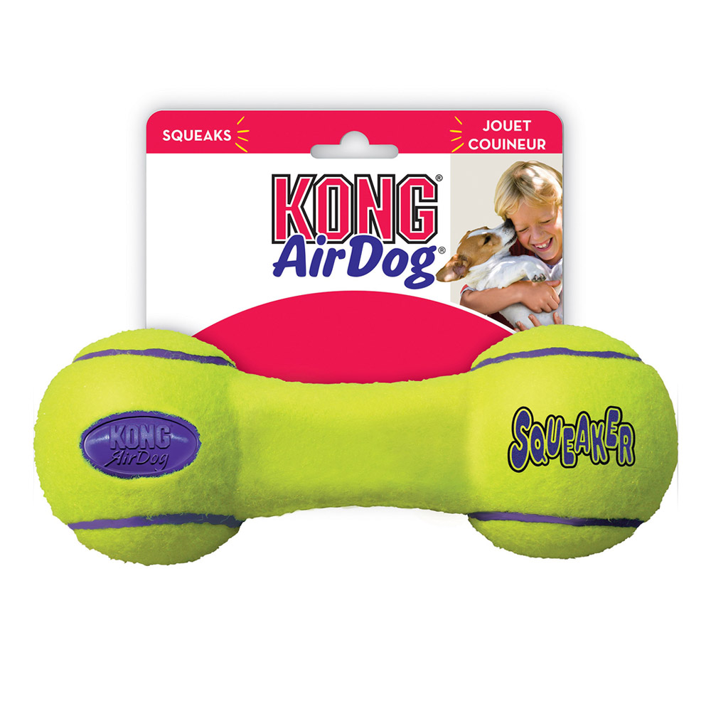 KONG AirDog Nonabrasive Felt Squeaker Toy for Dogs Dumbbell