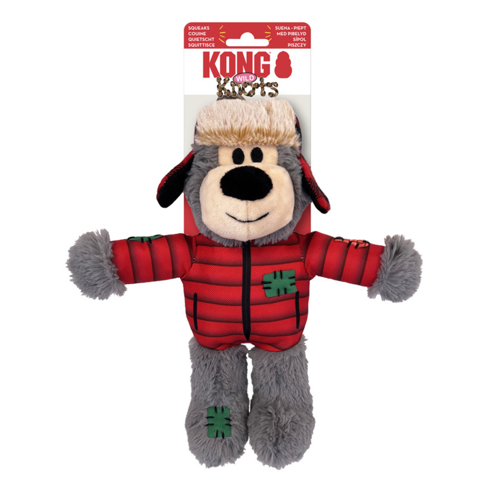 KONG Knots Wild Snuggle Plush Toy for Dogs Xmas Bear