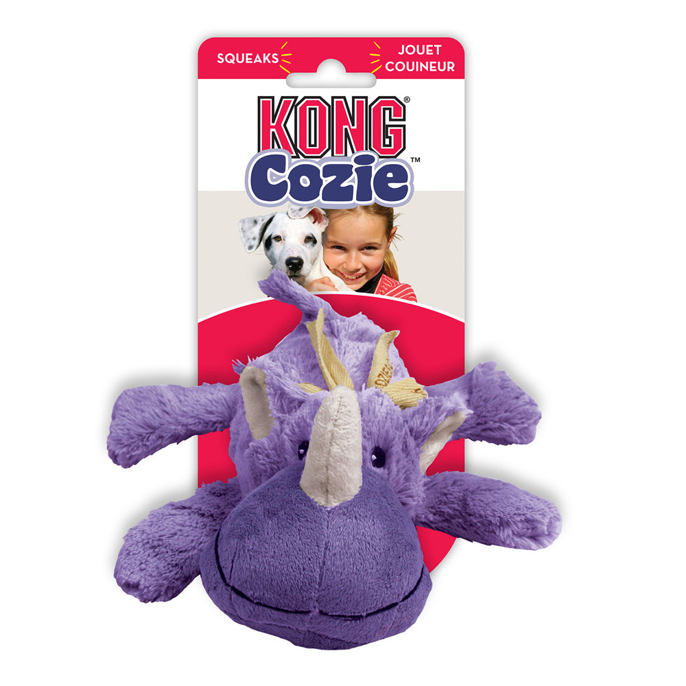 KONG Cozie Plush Squeaker Toy for Dogs Rosie Rhino