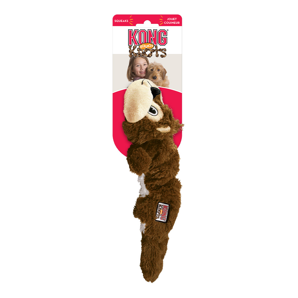 KONG Knots Scrunch Squeaker Toy for Dogs Squirrel