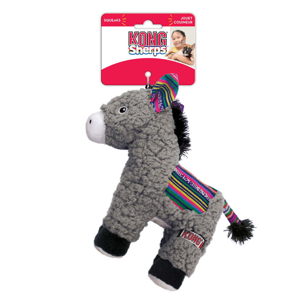 KONG Sherps Crinkle Plush Squeaker Toy for Dogs Donkey