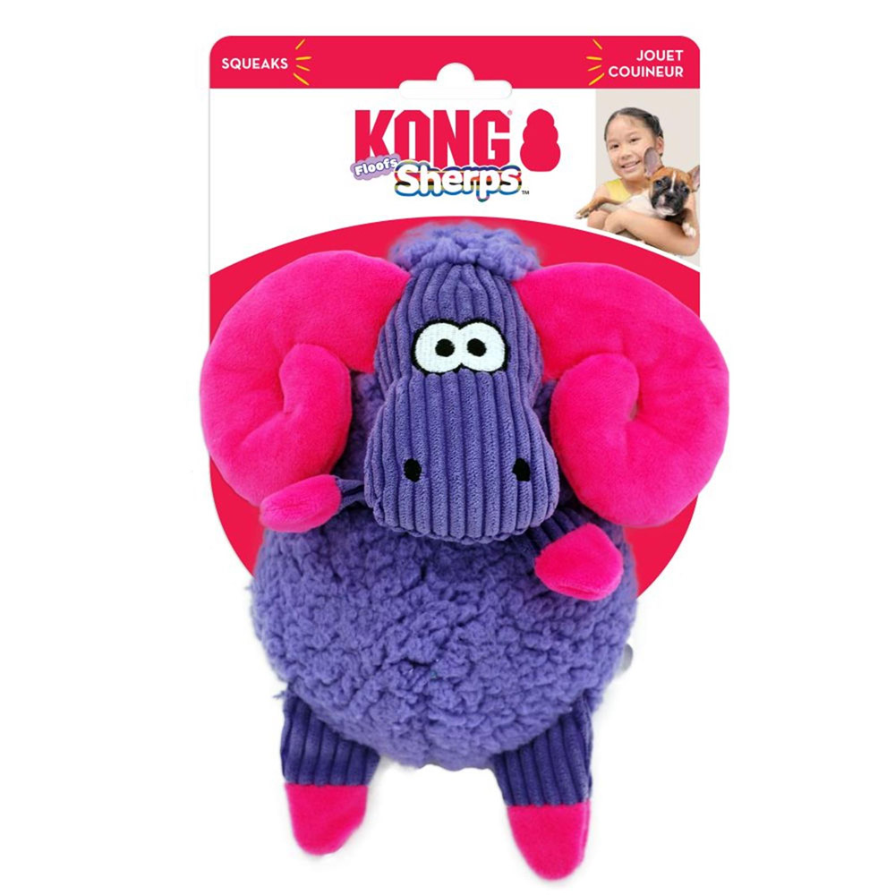 KONG Sherps Floofs Crinkle Plush Squeaker Toy for Dogs Big Horn