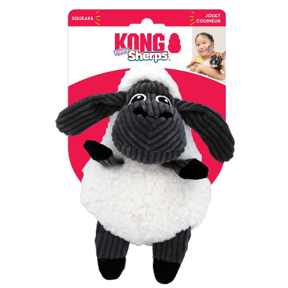 KONG Sherps Floofs Crinkle Plush Squeaker Toy for Dogs Sheep