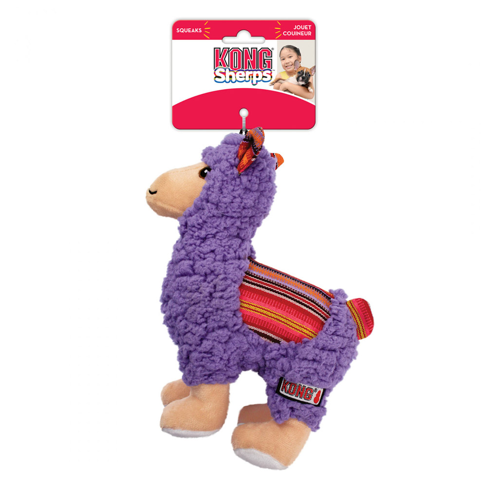 KONG Sherps Crinkle Plush Squeaker Toy for Dogs Llama