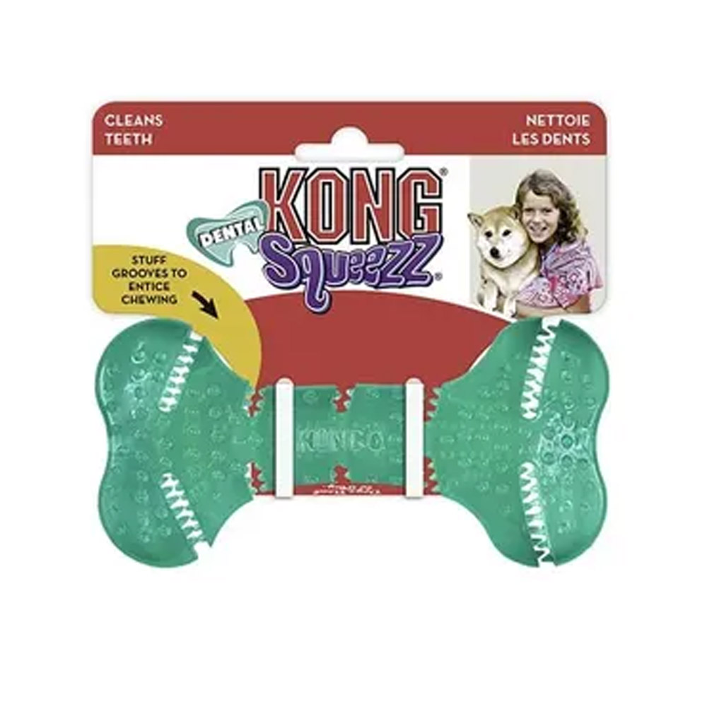KONG Squeezz Dental Rubber Toy for Dogs Bone