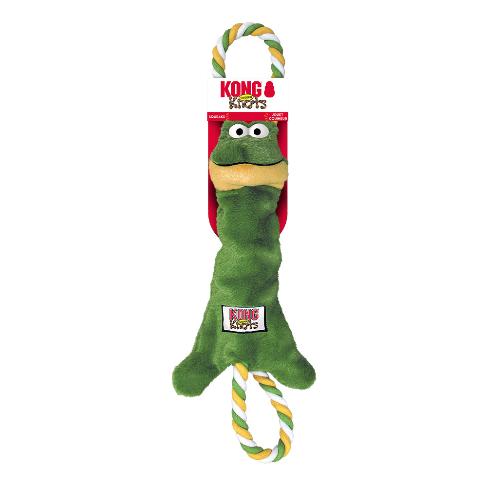 KONG Knots Tugger Squeaker Fetch Toy for Dogs Frog