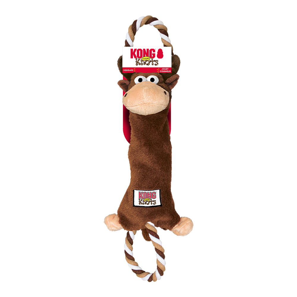 KONG Knots Tugger Squeaker Fetch Toy for Dogs Monkey