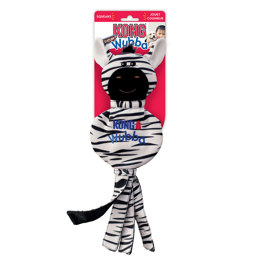 KONG Wubba No Stuff Squeaker Toy for Dogs Zebra