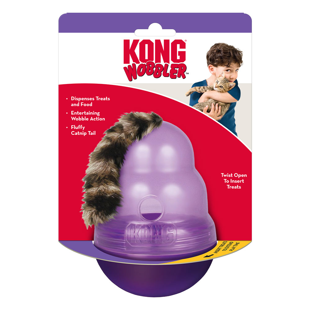 KONG Wobbler Treat Dispenser Toy for Cats  Fluffy Tail