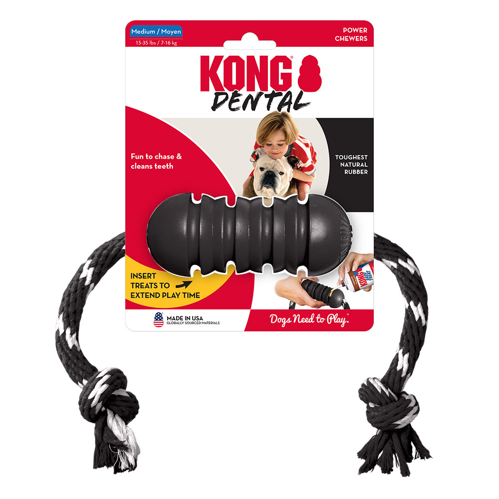 KONG Dental Rubber Toy for Dogs Extreme with Rope