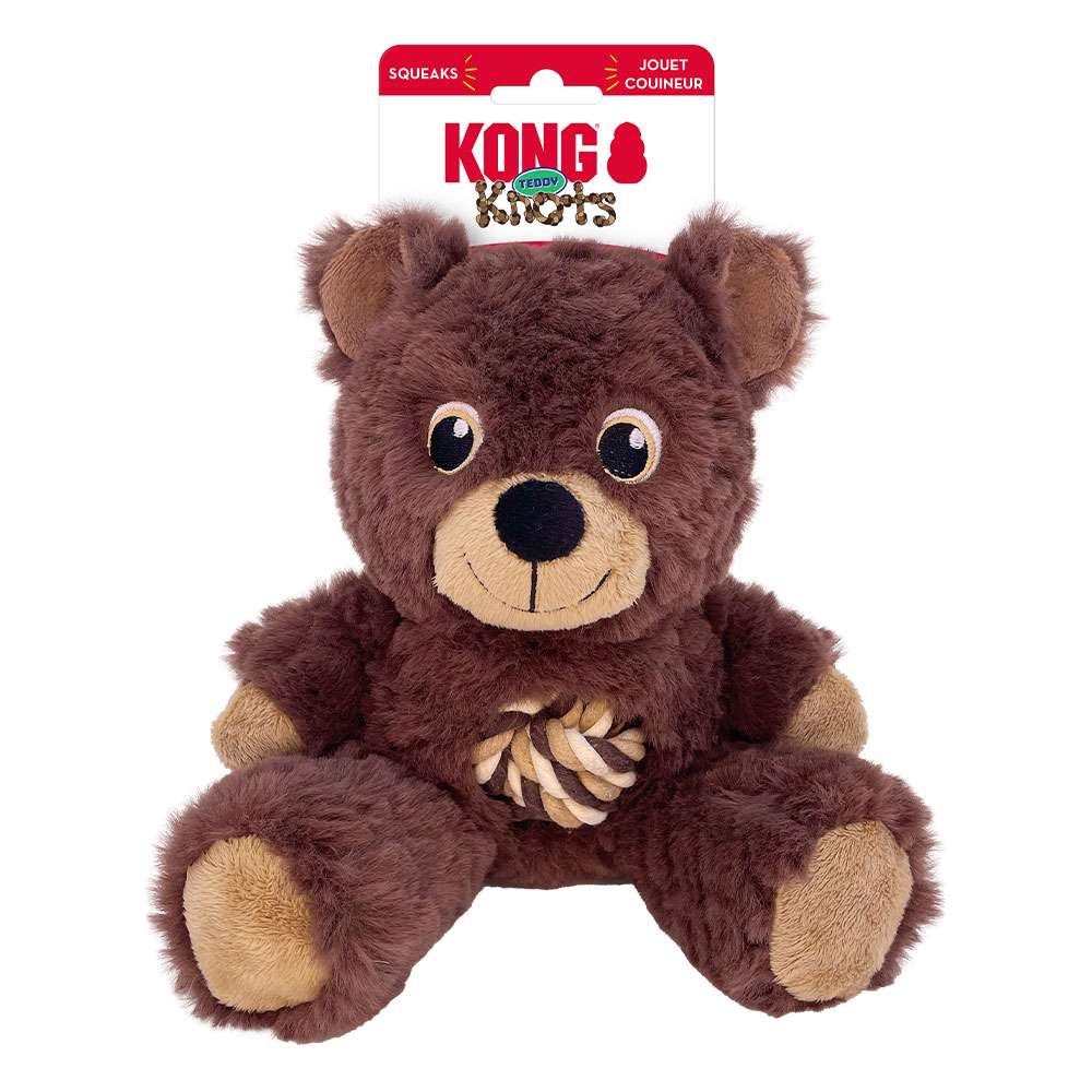 KONG Knots Teddy Squeaker Toy for Dogs Assorted Colors