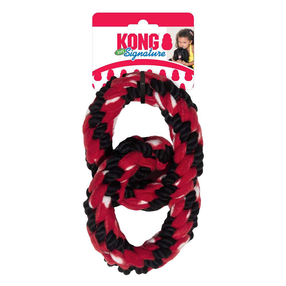 KONG Signature Rope Tug Toy for Dogs Double Ring Tug