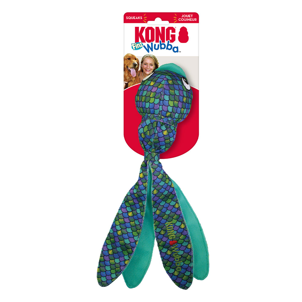 KONG Wubba Finz Squeaker Toy for Dogs Blue