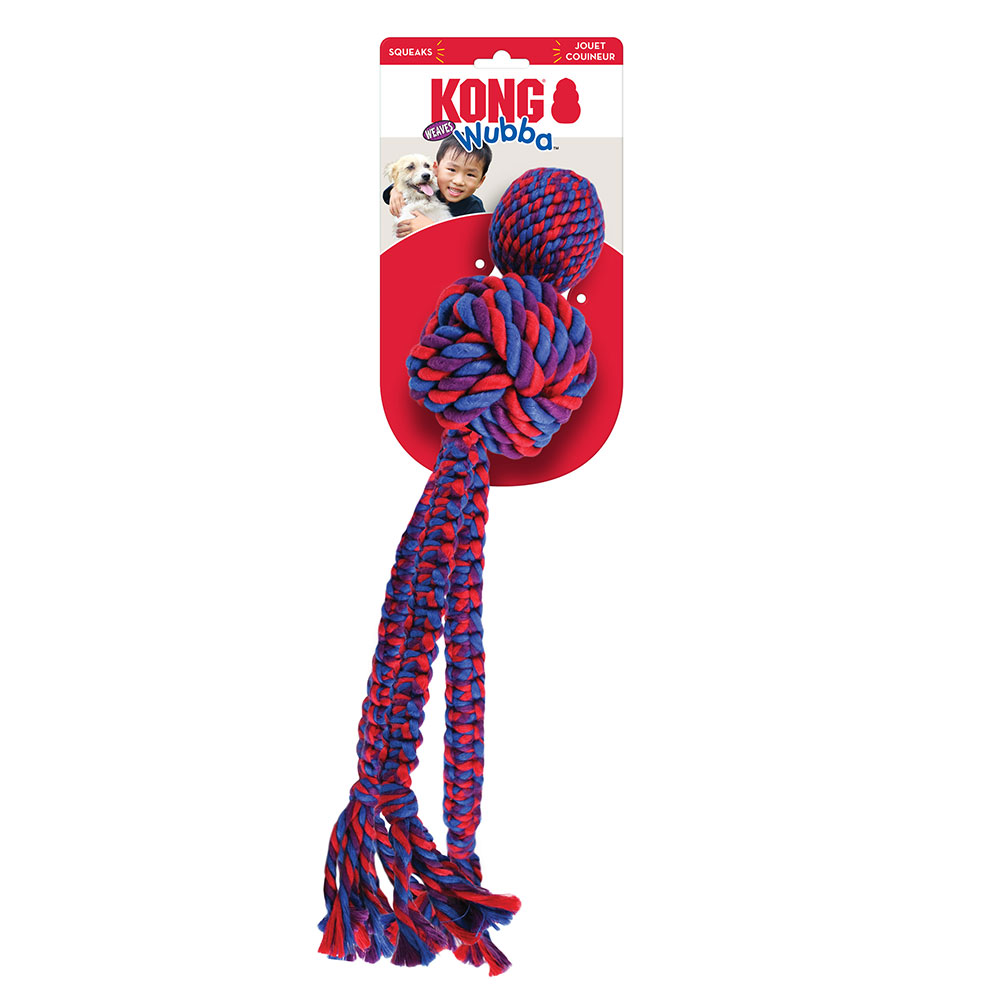 KONG Wubba Weaves Squeaker Toy for Dogs with Rope