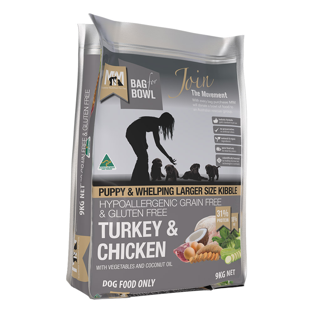 Meals for Mutts (MFM) Puppy & Whelping Larger Size Kibble Turkey & Chicken with Vegetables and Coconut Oil Dry Dog Food