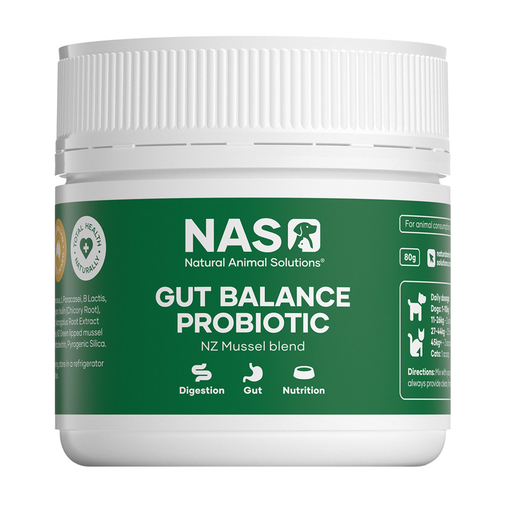 Natural Animal Solutions (NAS) Gut Balance Probiotic Supplement for Dogs and Cats NZ Mussel Blend