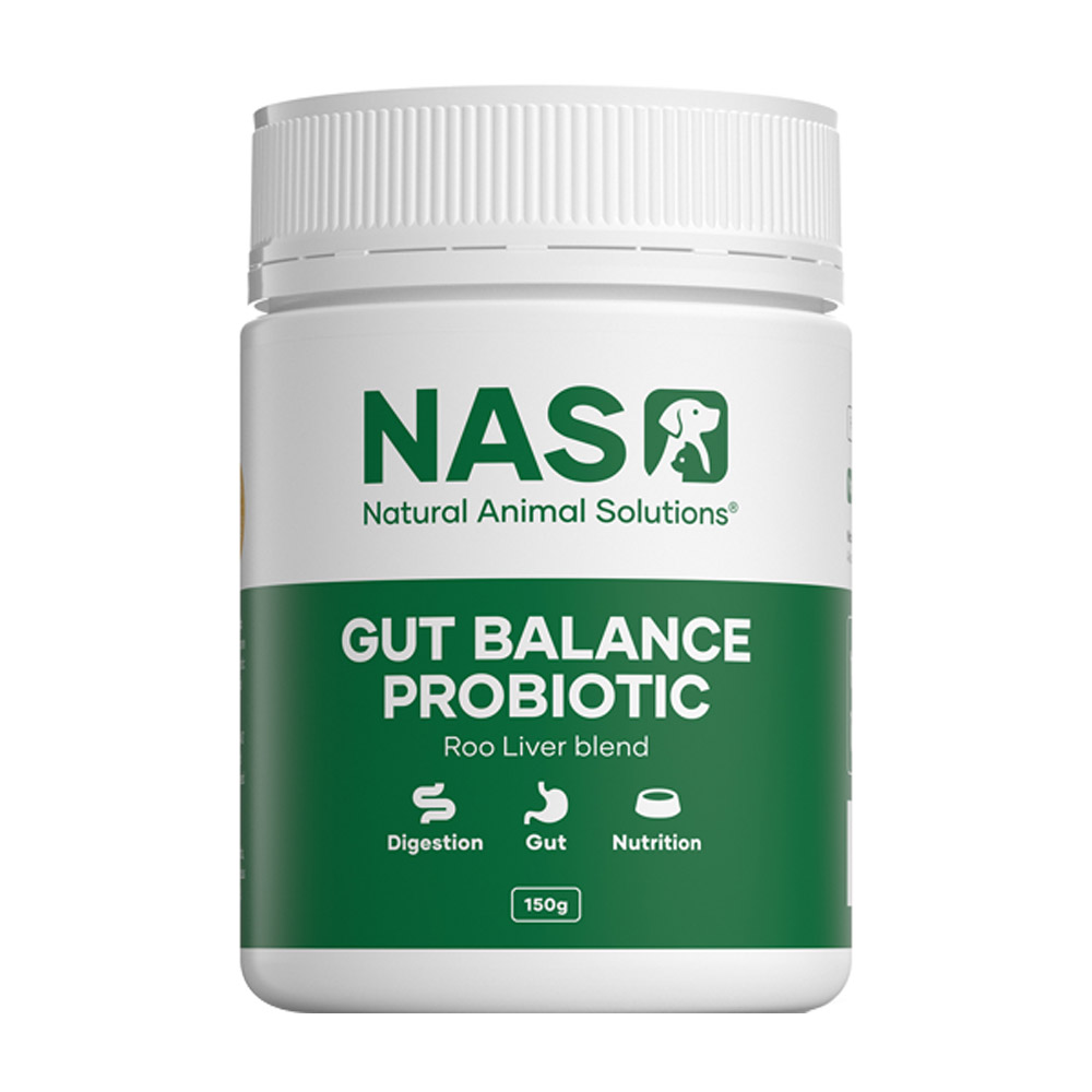 Natural Animal Solutions (NAS) Gut Balance Probiotic Supplement for Dogs and Cats Roo Liver Blend