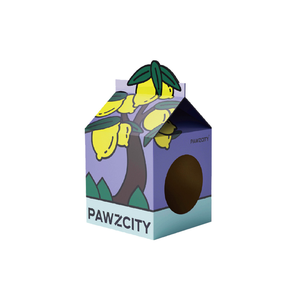 Pawzcity Tetra-Pak Cat Scratcher House Lemon
