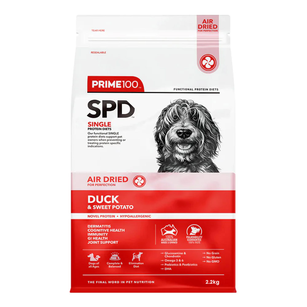 Prime100 SPD Single Protein Diets Air Dried Duck & Sweet Potato All Life Stages Dry Dog Food