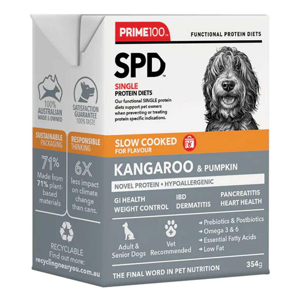 Prime100 SPD Single Protein Diets Slow Cooked Kangaroo & Pumpkin Wet Dog Food 354 Gm