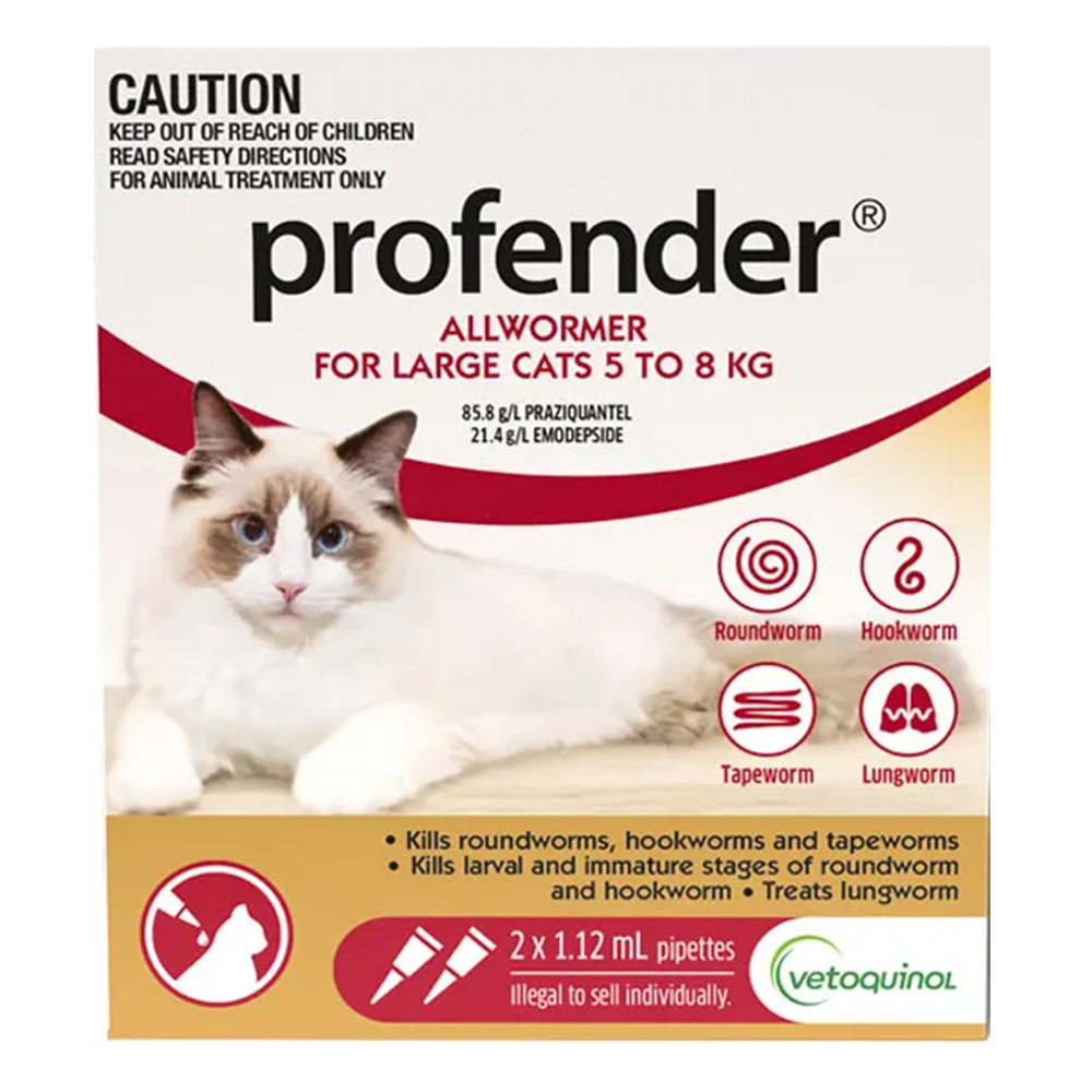 Profender Allwormer For Large Cats 5 To 8Kgs (Red)