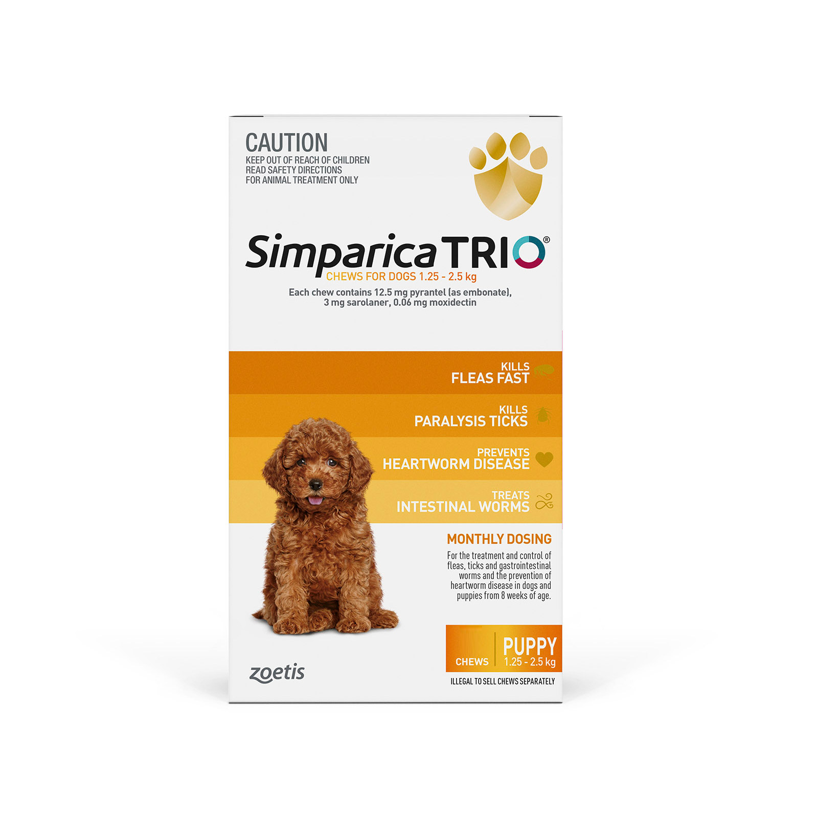 Simparica TRIO for Puppy 1.25-2.5kg (Yellow)