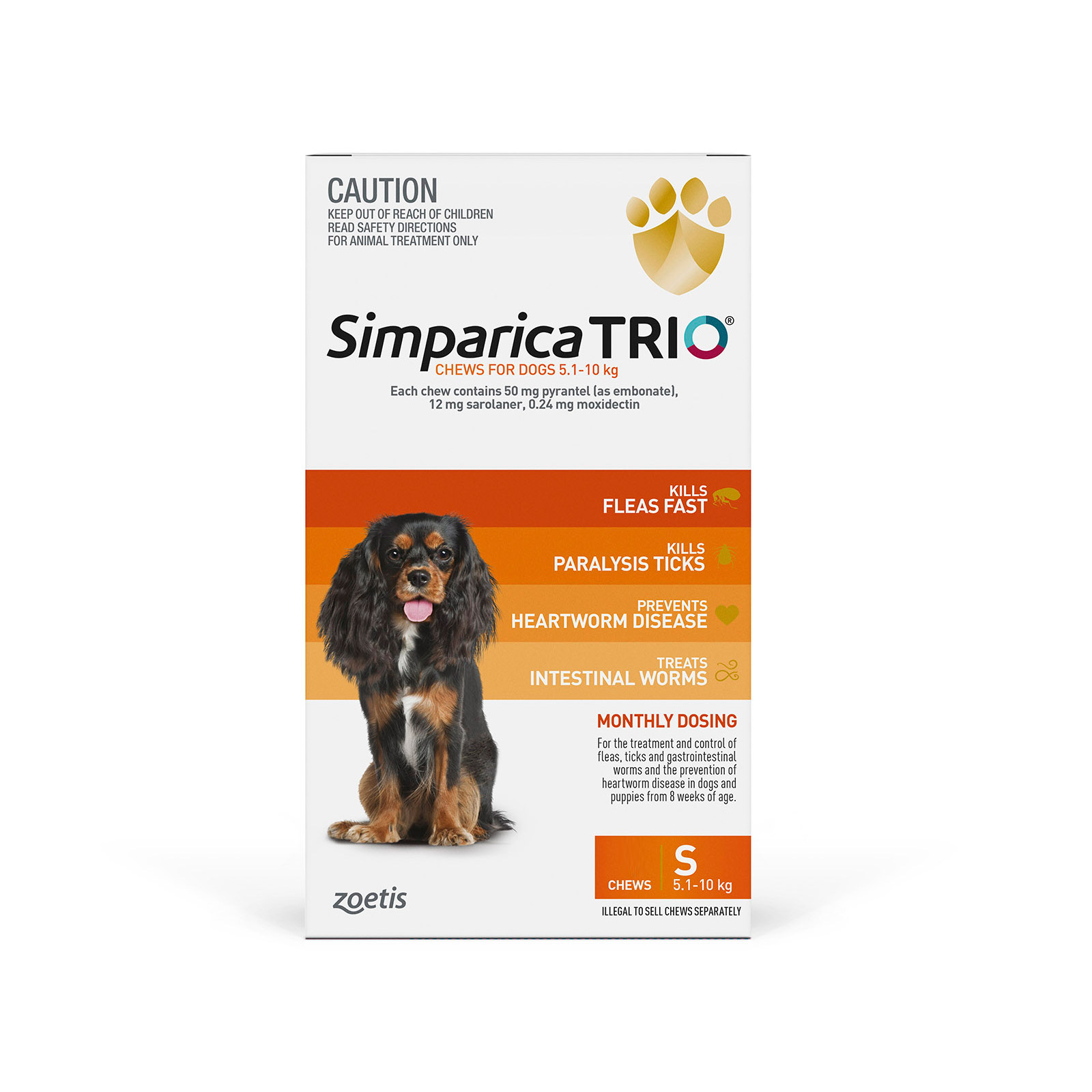 Simparica TRIO for Small Dogs 5.1-10kg (Orange)