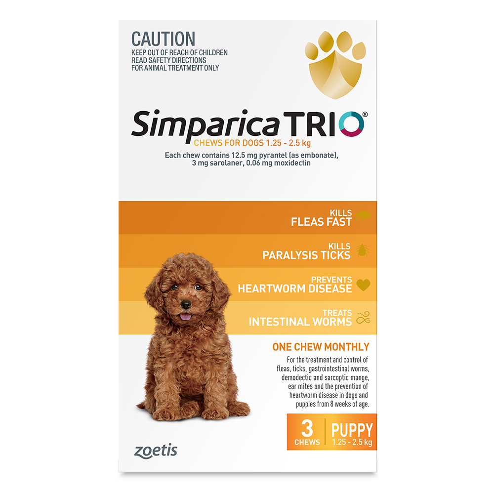 Simparica TRIO for Puppy 1.25-2.5kg (Yellow)