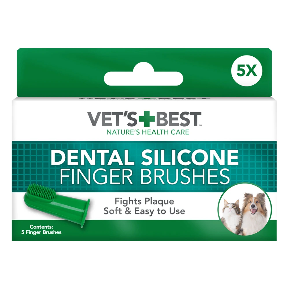 Vet's Best Nature's Health Care Dental Silicone Finger Brushes for Dogs & Cats 5 pieces