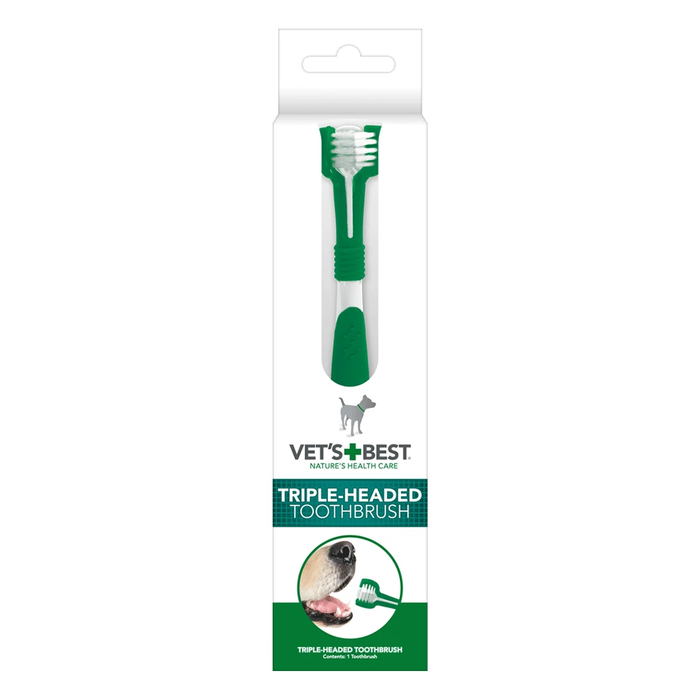 Vet's Best Nature's Health Care Triple Headed Toothbrush for Dogs