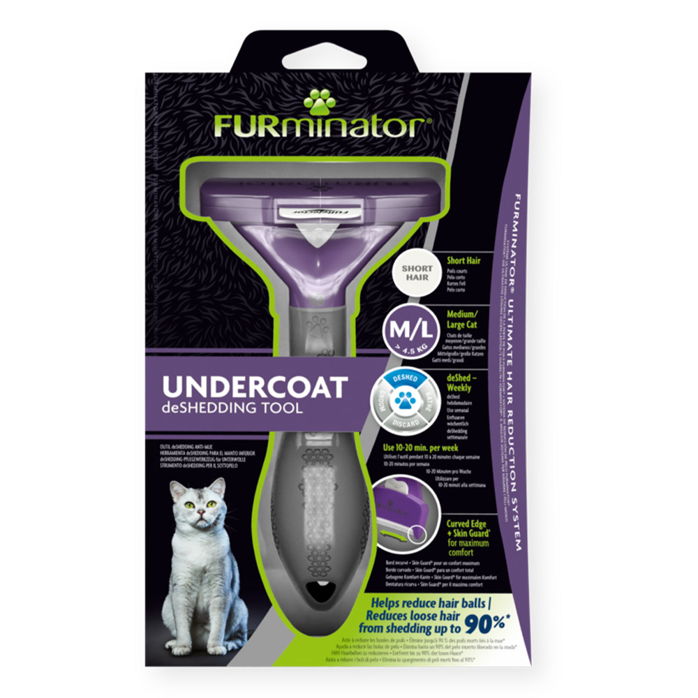 Furminator Undercoat Deshedding Tool for Short Hair Cats Medium/Large